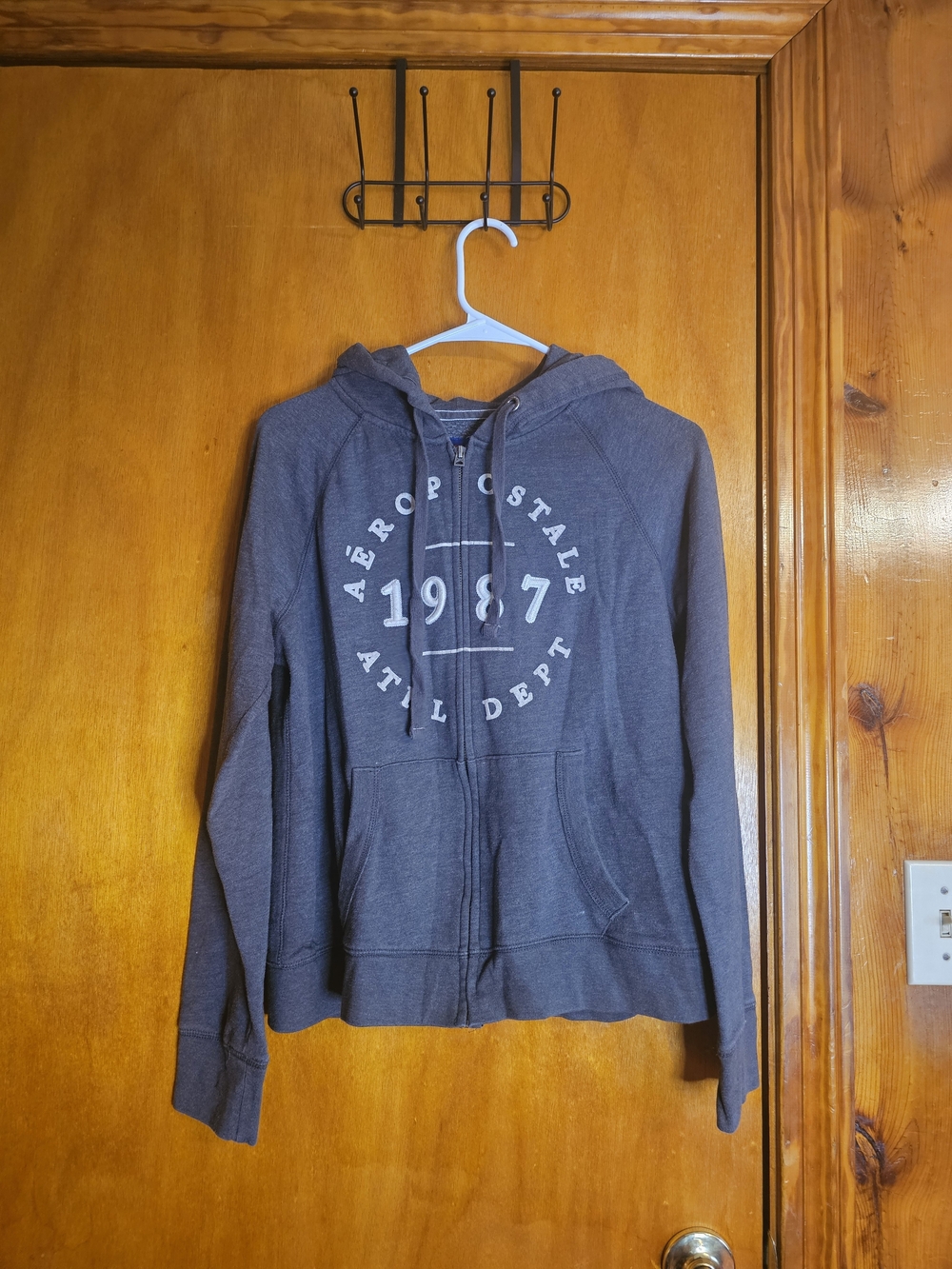 Aeropostale Women's Charcoal Gray Zip-Up Hoodie